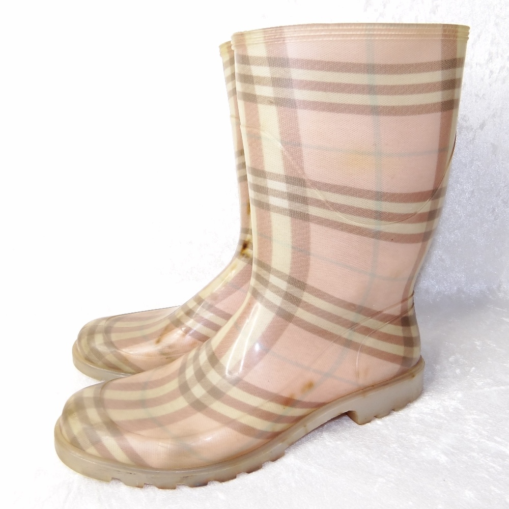 Burberry Rain Boots Light Pink Made in Italy 40 Garden Outdoor Wear